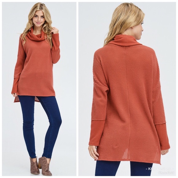 🛍LAST 1! Rust Cowl Neck Sweater Tunic! - Picture 2 of 8